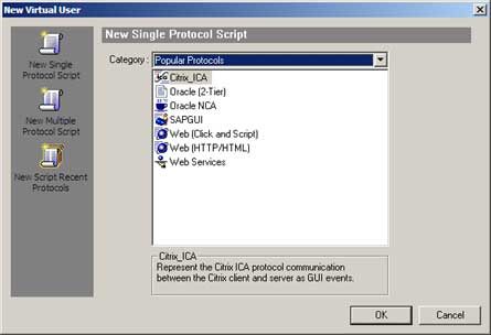 LoadRunner Vuser types - Popular Protocols