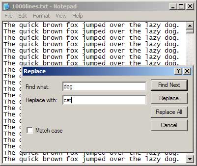 Notepad find-and-replace