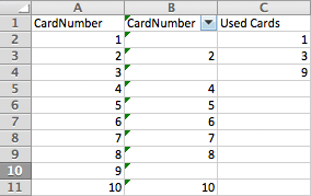 Remove used data using Excel