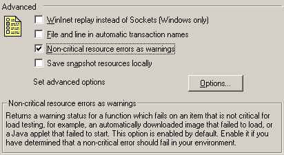 VuGen Runtime Settings - Non-critical resource errors as warnings